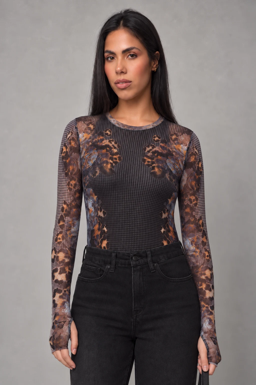 Kaylee Long Sleeve Mesh Top · Nude Leopard · Vista 2