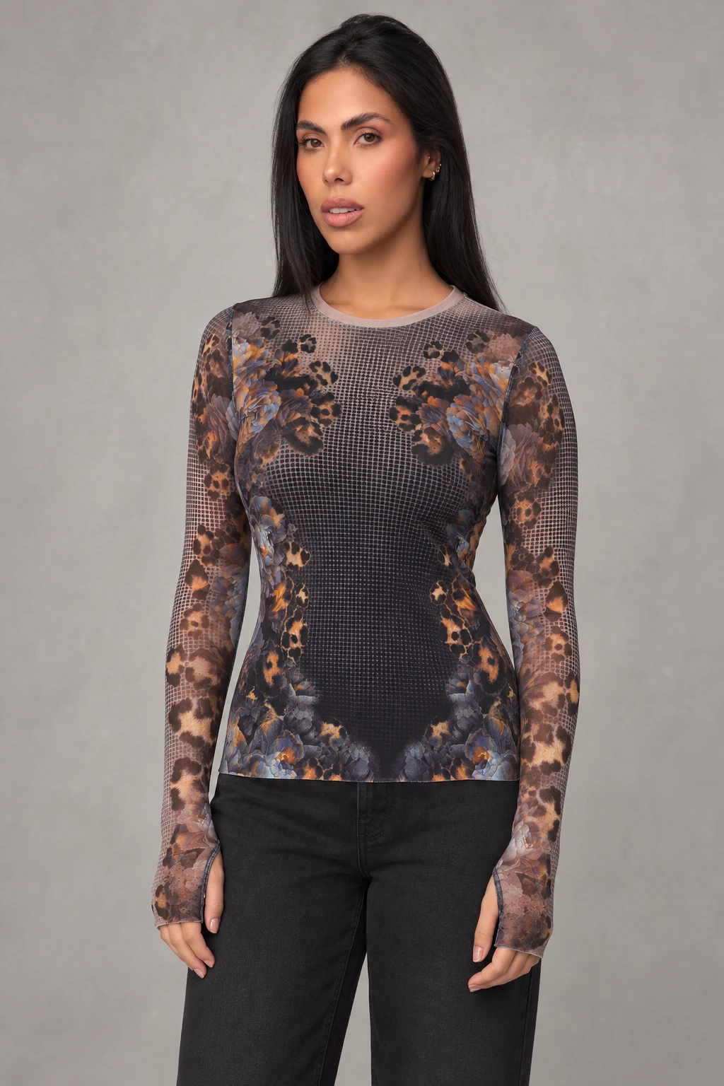 Kaylee Long Sleeve Mesh Top · Nude Leopard · Vista 6