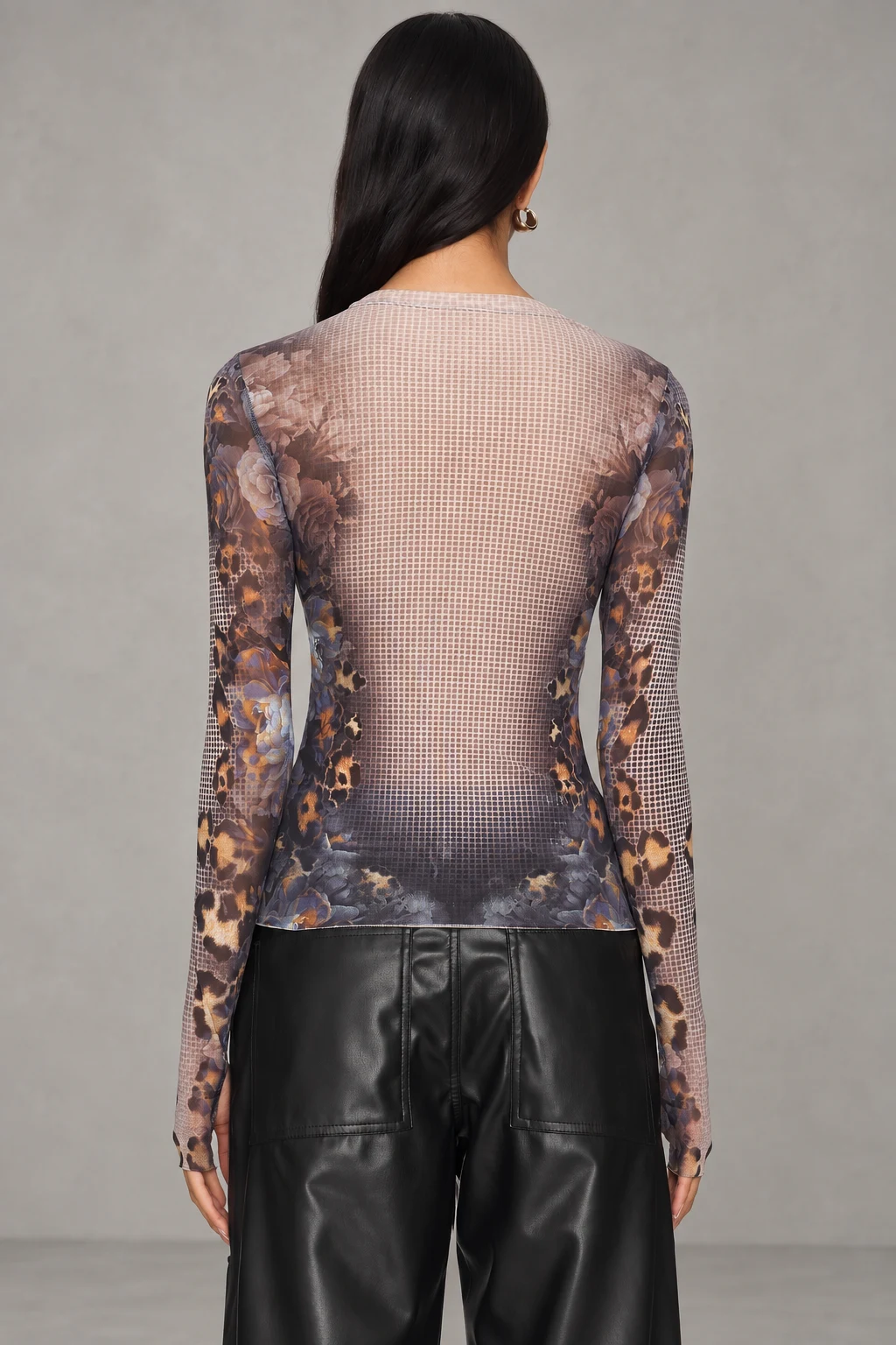 Kaylee Long Sleeve Mesh Top · Nude Leopard · Vista 7